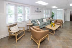 Lobby with couches at Southern Oaks Post Acute